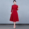 中国风改良旗袍连衣裙结婚礼服喜婆婆高贵红礼服QQX-23006 商品缩略图0