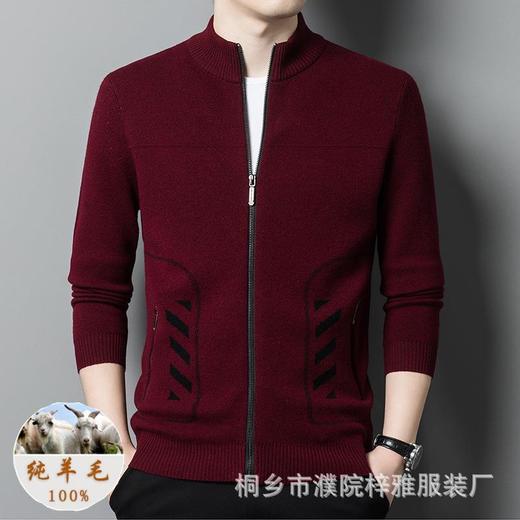 纯羊毛针织开衫男士2023秋冬新款中青年百搭休闲百搭毛衣外套 商品图2