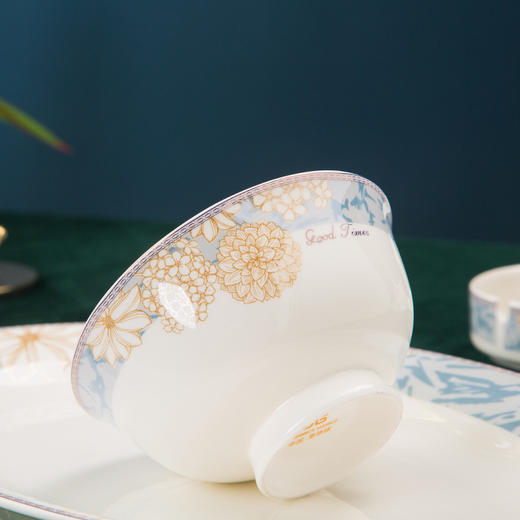 自然醒碗碟套装家用轻奢景德镇陶瓷骨瓷餐具套装碗盘家用乔迁TXTX 商品图2