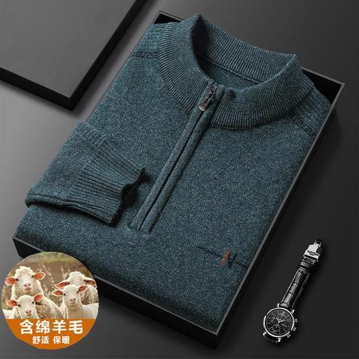 羊毛混纺加厚针织衫毛衣秋冬季新款立领拉链休闲百搭保暖羊毛衫男 商品图2