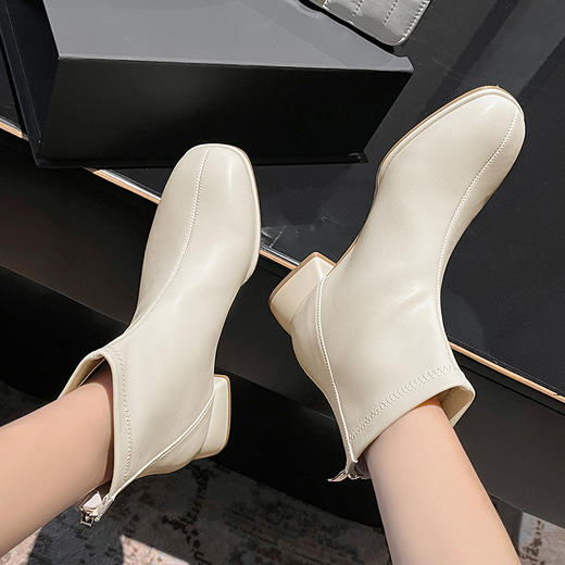 ZHR短靴女2023新款秋冬法式休闲时尚百搭粗跟显瘦厚底马丁靴 商品图7