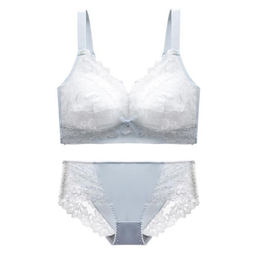 【买内衣！送内裤！】新款大胸显小文胸，温柔带甜！无钢圈设计，轻盈舒适，衬托完美曲线。花边蕾丝的点缀，散发出浪漫气息，成为性感女神！ 商品图5