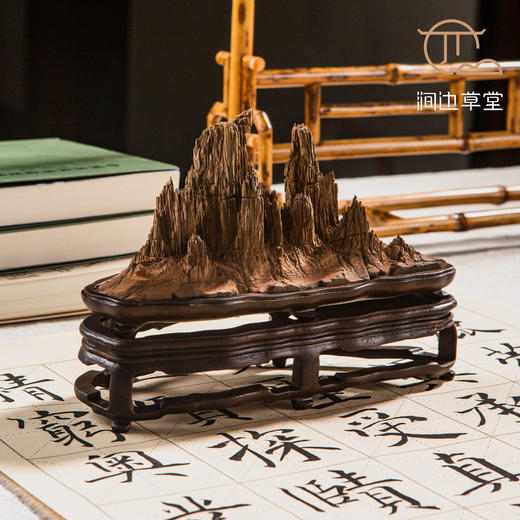 灵璧石滴水牙石楼兰山子（配苏工双层底座） 商品图1