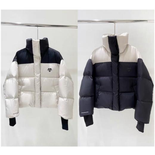 【爱心拼色短款加厚面包服】🌵设计感斜插式口袋造型满满，♦️方便揣手，✌️防风小立领保暖性好；防风内里袖口有弹性，贴合手腕🌸，挡住寒风；衣服整体很宽松，💞会衬的人娇小可爱 商品图2