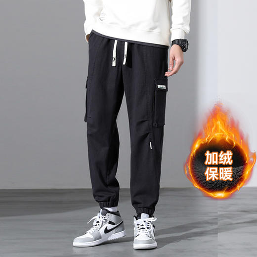 【圈】【新款DH】大依优型大码加绒束脚工装休闲裤加肥加大男装舒适胖子肥佬百搭工装裤运动裤320斤 商品图0