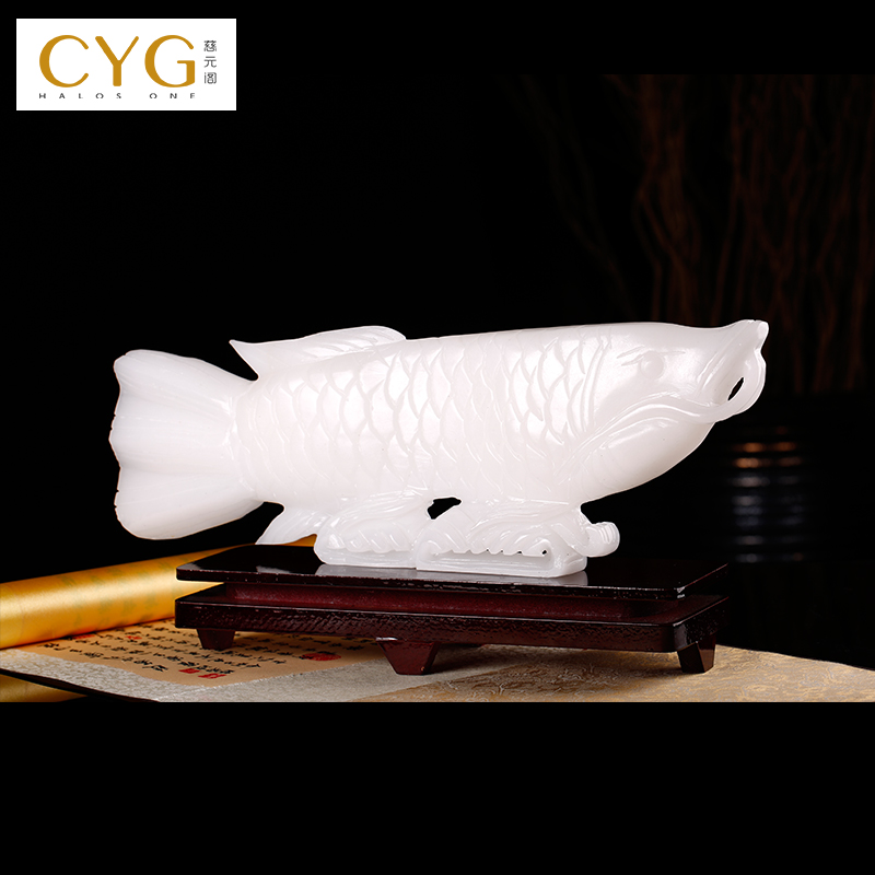 慈元阁2024方位吉祥物龙年新年礼物富华白龙白玉摆件家居客厅