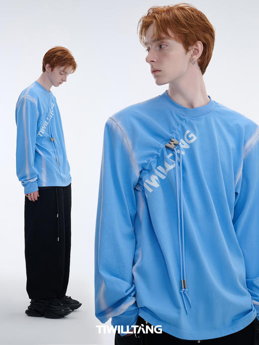 TIWILLTANG启世录“漠河约旦”立体解构渐变喷色抽绳长袖逆龄卫衣 商品图2