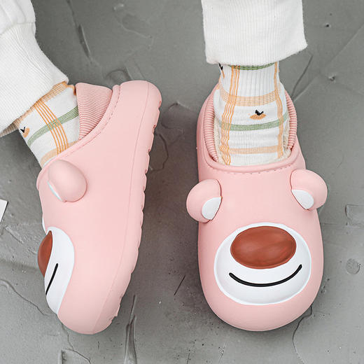 BULIQ 莓莓熊亲子棉拖 家居棉拖可爱熊熊 加绒保暖 舒适柔软 满足不同年龄阶段的需求 设计可爱卡通 商品图2