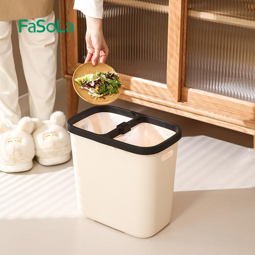FaSoLa分类垃圾桶家用厨房卫生间客厅纸篓加厚无盖方形筒日系 商品图2