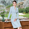 IWY/时尚高端蓝色职业西装连衣裙女修身长袖美容师工作服白领气质Q1033 商品缩略图2