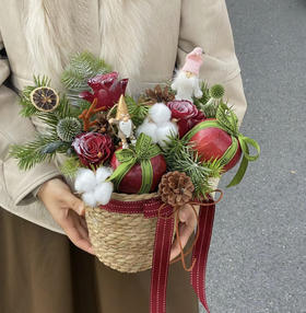 圣诞抱抱桶--圣诞花礼