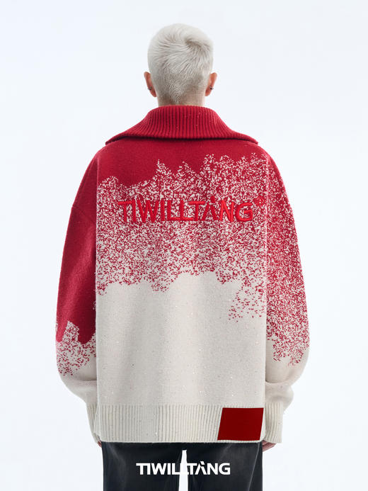 TIWILLTANG启世录“菱煜尘埃”高密度针织渐变半开拉链高领毛衣 商品图2