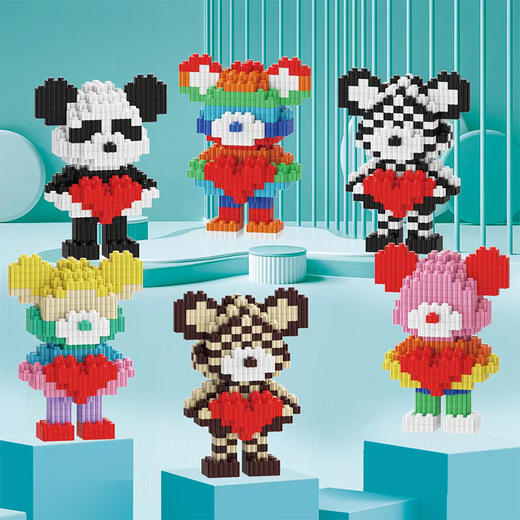 39.9/6件【优质ABS环保材料，好看好玩！】可爱卡通系列，兼容乐高微型小颗粒拼装串联积木拼图儿童益智玩具，鲜亮色彩 贴合紧密-QQ 商品图1