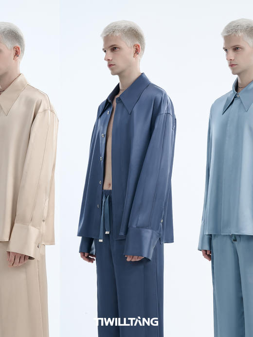 TIWILLTANG启世录“类世新启”高奢定制进口缎面垂感慵懒时装套装 商品图1