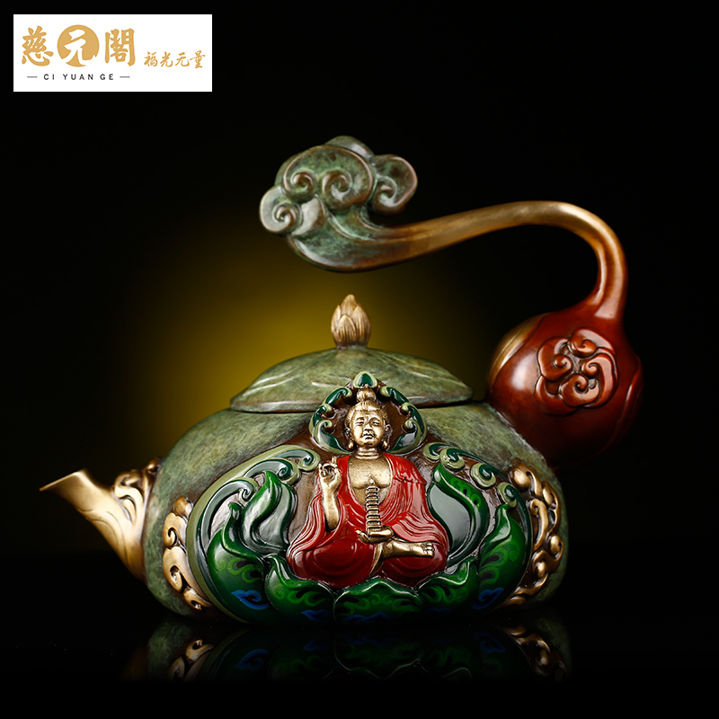 慈元阁2024年方位吉祥物无量药师葫芦壶彩铜精工摆件家居书房玄关摆设