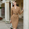 IWY/时尚卡其色连衣裙女高级感西装裙子修身显瘦美容院职业工作服Q1026-C 商品缩略图1