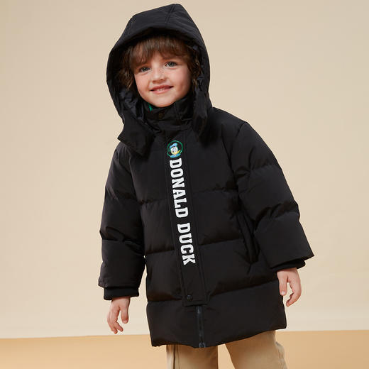 迪士尼唐老鸭秋冬童装连帽加厚保暖羽绒外套中长款款羽绒服234S1847
 商品图1