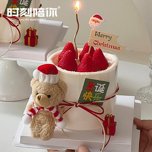 网红泰迪熊 平安夜生日蛋糕 商品图0