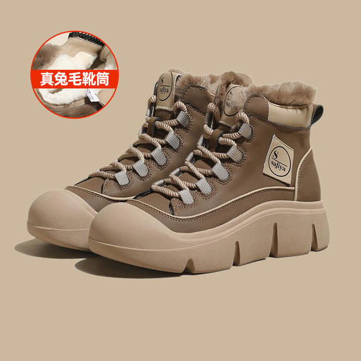 品质好货 | Safiya/索菲娅2023新款兔毛一体女鞋加绒短靴女棉鞋女靴 SF3411A707 商品图3