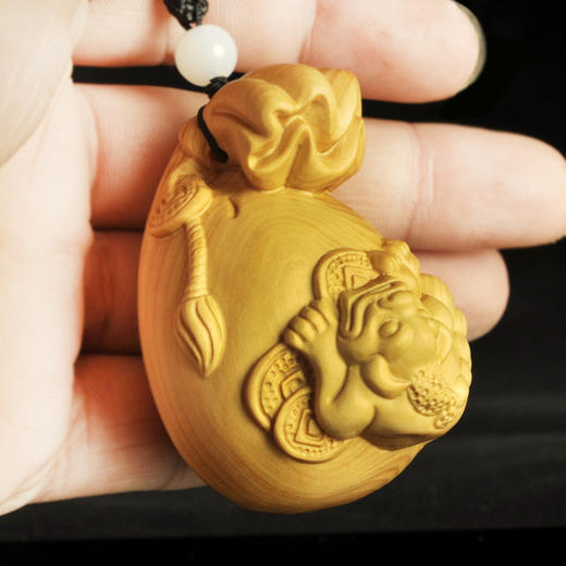 貔貅钱袋°黄杨木小挂件/把玩件 商品图1
