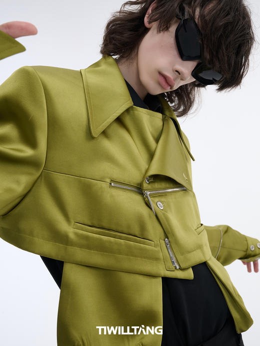 TIWILLTANG启世录“神技隐者”高奢双面缎感先锋解构时装短款夹克（福利） 商品图3