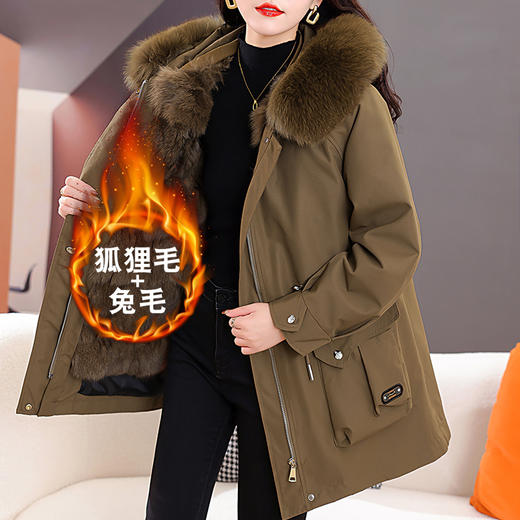 派克服爆款年轻款小个子兔毛内胆可拆卸狐狸毛领外套KQ-254188 商品图0