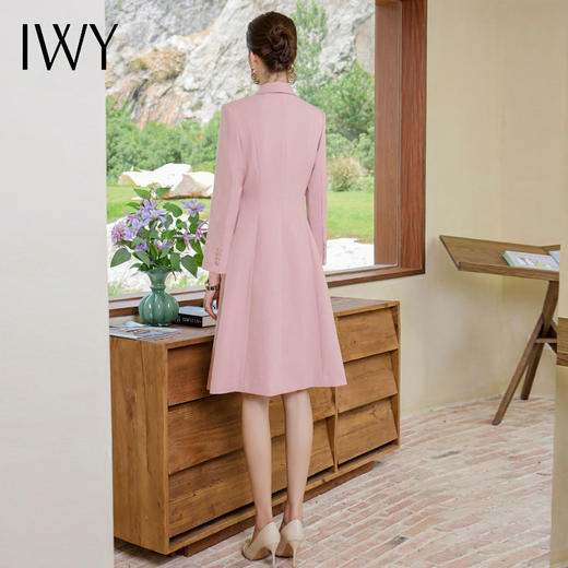 IWY/艺考粉色连衣裙女小个子名媛职业装高级感主持人上镜装工作服Q1033-P 商品图3