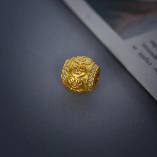 古法黄金点钻系列 足金镶钻路路通吊坠 商品图2