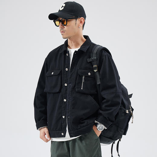 【圈】银狐绒【新款DQ】大依优型大码加绒加厚翻领外套新款牛仔衣青年百搭上衣潮款加肥加大胖子 商品图2