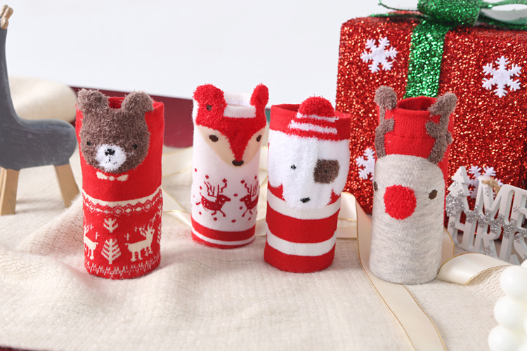 卡通条纹女袜立体