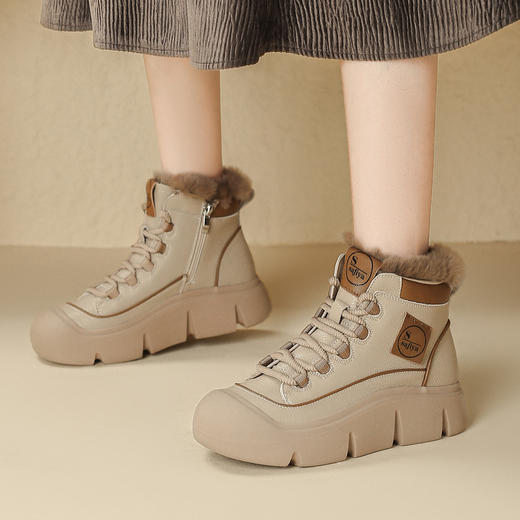 品质好货 | Safiya/索菲娅2023新款兔毛一体女鞋加绒短靴女棉鞋女靴 SF3411A707 商品图8