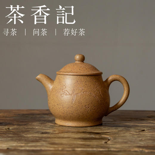 茶香记 龙山砂隐 老芝麻段 刻绘潘壶 紫砂壶 清雅文气 温和圆润 砂质感强 商品图0