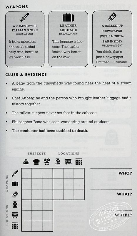 【中商原版】谋杀 解决100个案件之谜 逻辑谜题 Murdle Solve 100 Devilishly Devious Murder 英文原版 G T Karber 悬疑游戏 商品图7