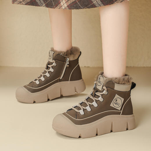 品质好货 | Safiya/索菲娅2023新款兔毛一体女鞋加绒短靴女棉鞋女靴 SF3411A707 商品图5