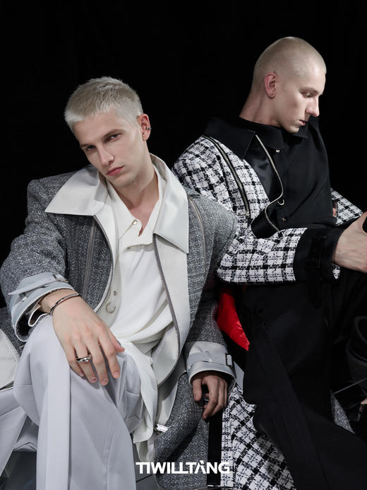 TIWILLTANG启世录“耀屿珲晔”小香风粗花呢中长款可拆卸夹克大衣 商品图3