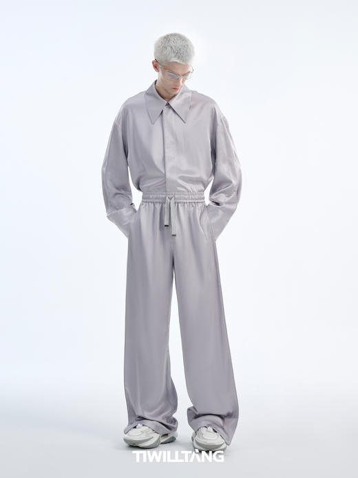 TIWILLTANG启世录“类世新启”高奢定制进口缎面垂感慵懒时装套装 商品图4