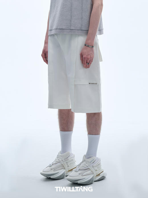 TIWILLTANG 启世录“叠塬”弧形门襟休闲裤夏季宽松直筒裤男潮流 商品图1