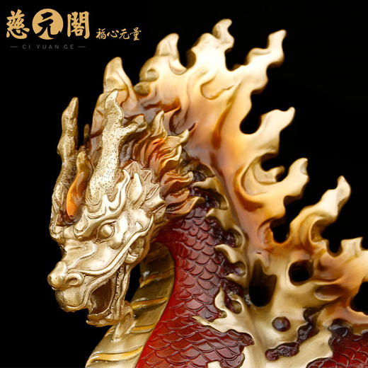 慈元阁2024年方位吉祥物八宝红莲火麒麟摆件家居玄关客厅办公室书房摆设 商品图3