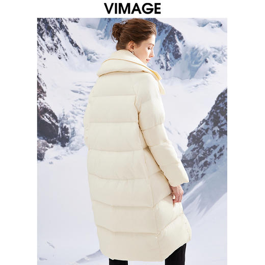 VIMAGE纬漫纪加厚保暖立领简约茧型显瘦 中长款百搭羽绒服冬新款VD2311205 商品图4