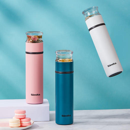 施密特（Simita）名媛定制女士便携316不锈钢水杯茶水分离泡花茶杯子保温杯 MCJ1003-026A 商品图1