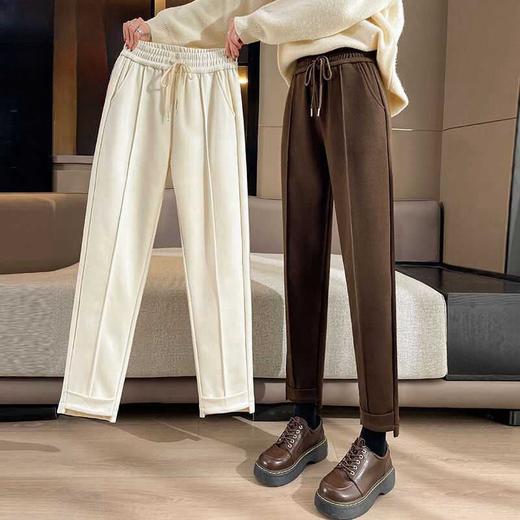 【遮肉显瘦！加绒加厚直筒裤】秋冬季加绒毛呢烟管直筒裤宽松显瘦百搭好穿小个子休闲高腰加厚西装裤 商品图0