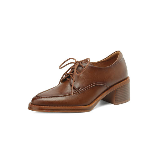 复古优雅，尖头英伦风真皮粗跟小皮鞋DTN-B216-6 商品图14