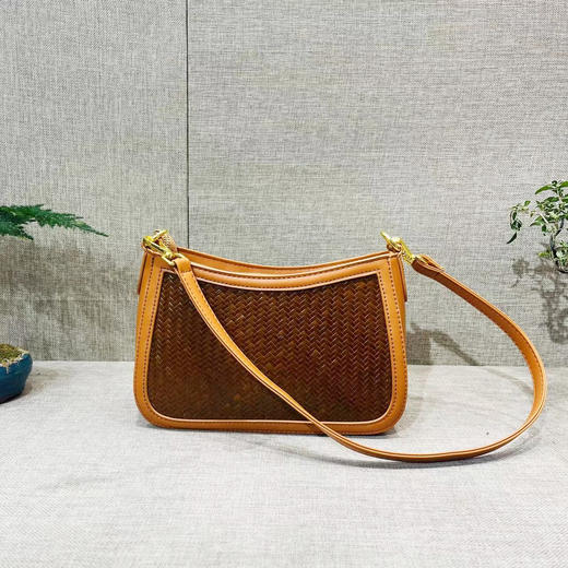 手工竹编手拎包单肩斜跨包 商品图0