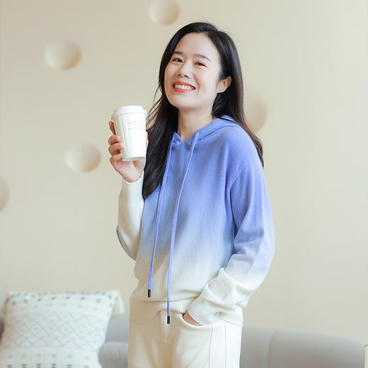 【回馈粉丝】100%羊毛秋冬新款美拉德软糯慵懒风渐变色帽衫 商品图2