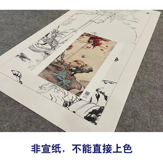 【大彩图】刘奎龄工笔画白描底稿《花蝶葡萄图》临摹勾线花鸟线稿HN21 商品图2