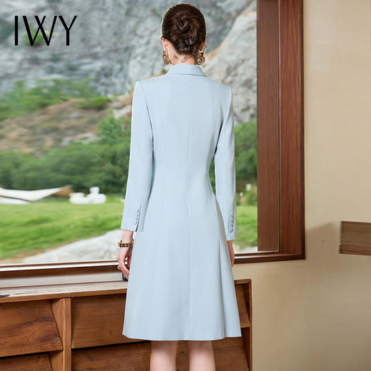 IWY/时尚高端蓝色职业西装连衣裙女修身长袖美容师工作服白领气质Q1033 商品图3