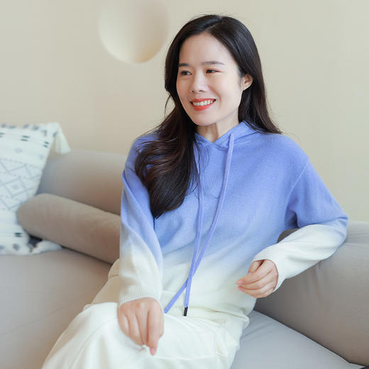 【回馈粉丝】100%羊毛秋冬新款美拉德软糯慵懒风渐变色帽衫 商品图1