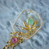 龢盒原创 18k金镶古典团扇翡翠荷花胸针吊坠二用 商品缩略图2