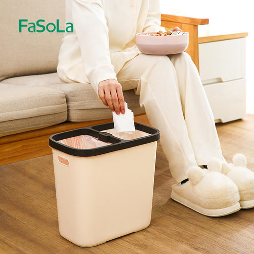 FaSoLa分类垃圾桶家用厨房卫生间客厅纸篓加厚无盖方形筒日系 商品图7