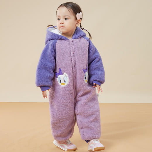 迪士尼童装婴幼儿童羊羔绒夹棉连体衣冬季保暖可爱宝宝哈衣爬服233L953
 商品图4